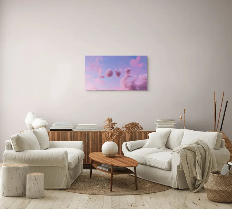 Tablou Canvas Norii Rozului Apus Romantizat Pe Cerul cu Nori, 90 x 50 cm – poza 4