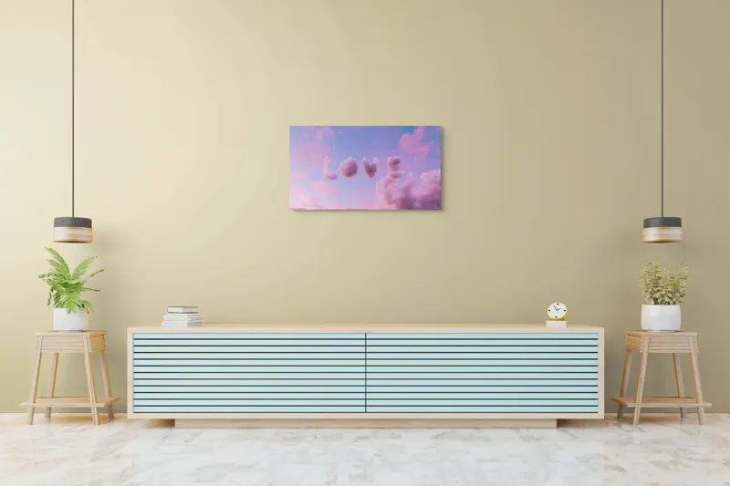 Tablou Canvas Norii Rozului Apus Romantizat Pe Cerul cu Nori, 90 x 50 cm – poza 5