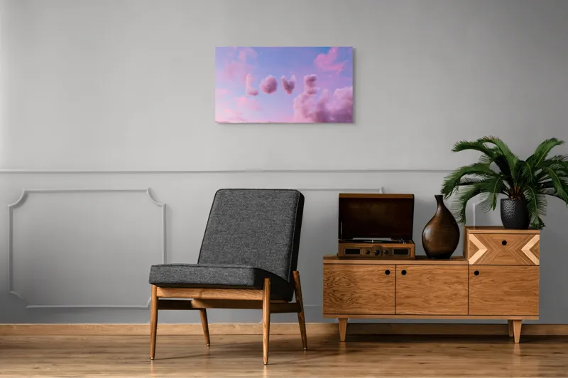 Tablou Canvas Norii Rozului Apus Romantizat Pe Cerul cu Nori, 90 x 50 cm – poza 6