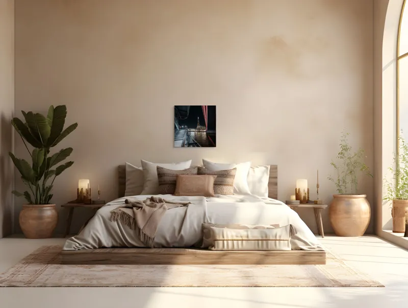 Tablou Canvas, "Răsfrângerea orașului în ape nocturne", 50 x 50 cm – poza 5