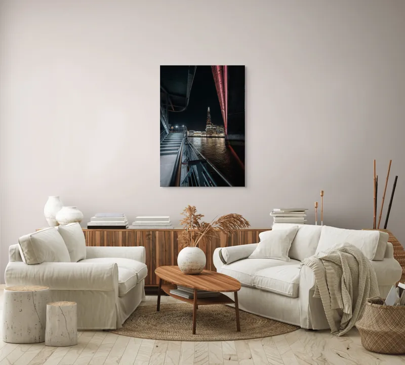 Tablou Canvas, "Răsfrângerea orașului în ape nocturne", 70 x 100 cm – poza 4