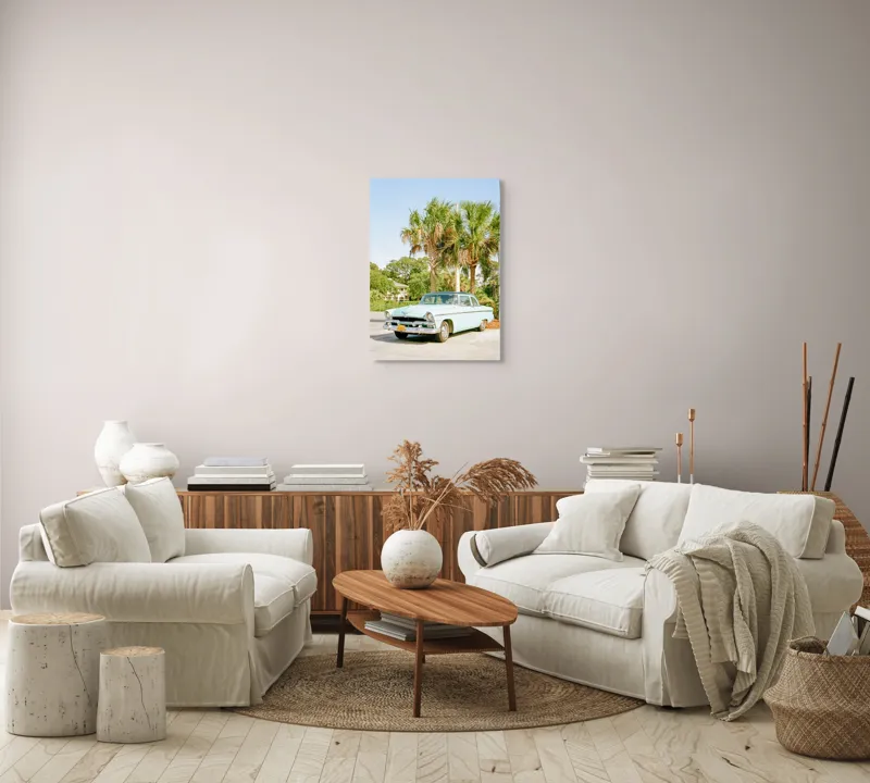 Tablou Canvas, "Mașina nostalgiei sub palmieri verzi", 50 x 70 cm – poza 4