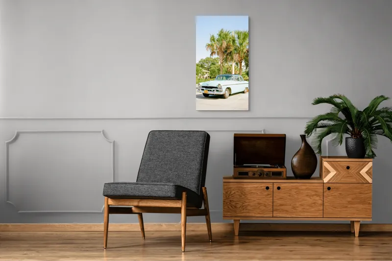Tablou Canvas, "Mașina nostalgiei sub palmieri verzi", 50 x 90 cm – poza 8