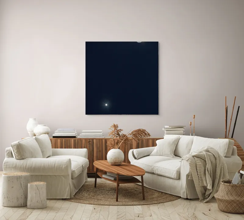 Tablou Canvas, "Luna și Steaua Strălucitoare în Noapte", 100 x 100 cm – poza 3