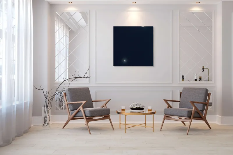 Tablou Canvas, "Luna și Steaua Strălucitoare în Noapte", 100 x 100 cm – poza 7