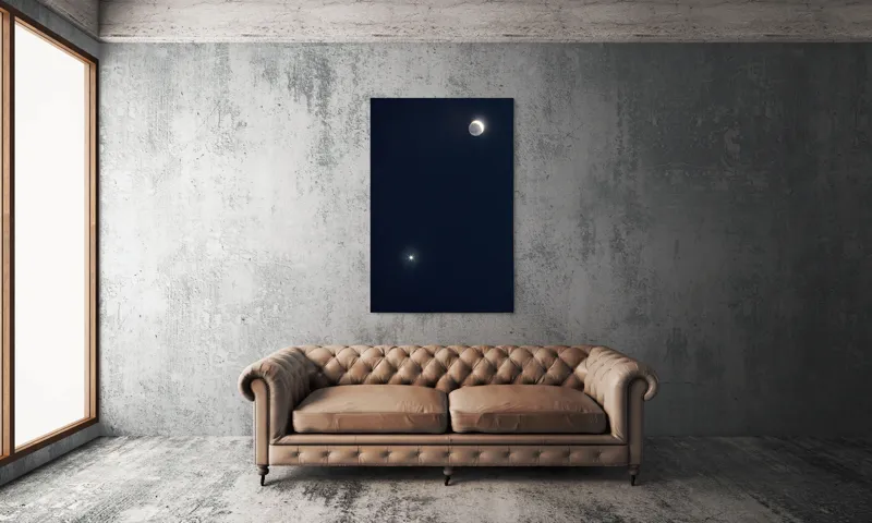 Tablou Canvas, "Luna și Steaua Strălucitoare în Noapte", 100 x 150 cm – poza 6