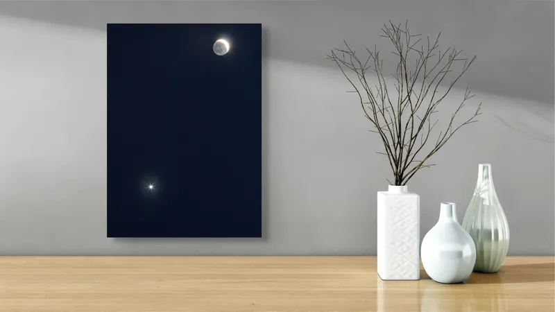 Tablou Canvas, "Luna și Steaua Strălucitoare în Noapte", 39 x 54 cm – poza 4