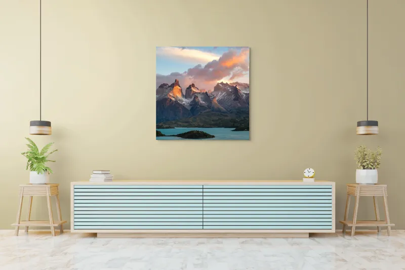 Tablou Canvas, "Munți maiestuoși sub cer înnourat", 100 x 100 cm – poza 5