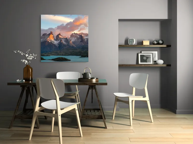 Tablou Canvas, "Munți maiestuoși sub cer înnourat", 100 x 100 cm – poza 6