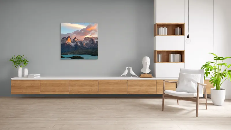 Tablou Canvas, "Munți maiestuoși sub cer înnourat", 100 x 100 cm – poza 8