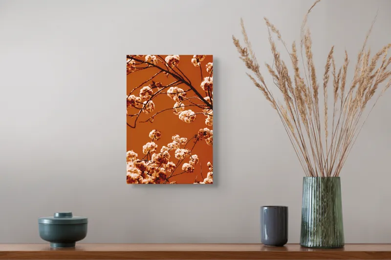 Tablou Canvas, "Flori de cireș sub cerul portocaliu", 26 x 39 cm – poza 5