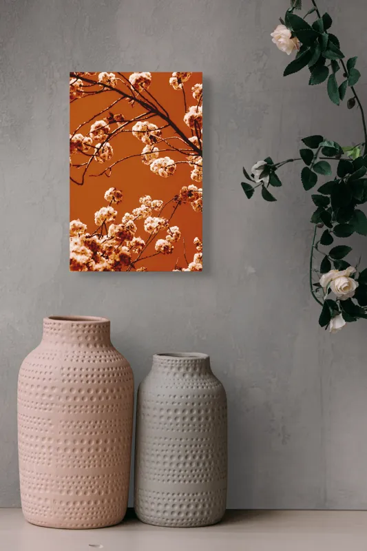 Tablou Canvas, "Flori de cireș sub cerul portocaliu", 26 x 39 cm – poza 6