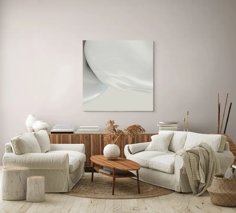 Tablou Canvas, "Unduiri de lumină și umbră albă", 100 x 100 cm – poza 3