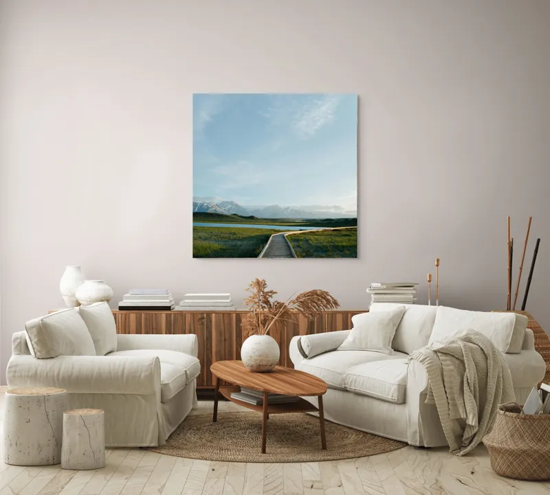 Tablou Canvas Peisaj Alpin Verde cu Munți și Natură, 100 x 100 cm – poza 3