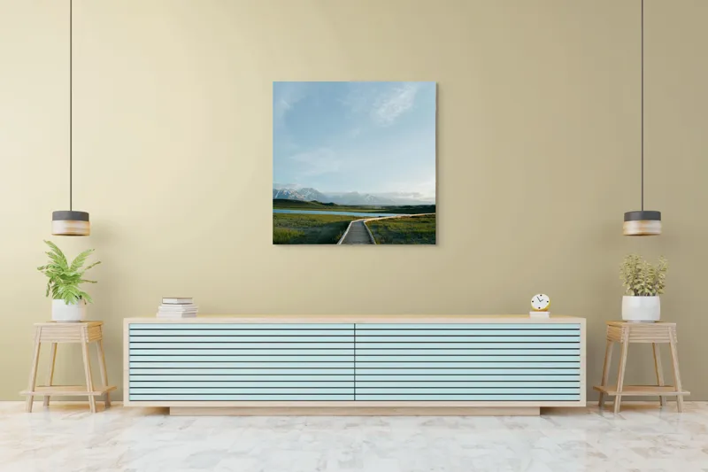 Tablou Canvas Peisaj Alpin Verde cu Munți și Natură, 100 x 100 cm – poza 5