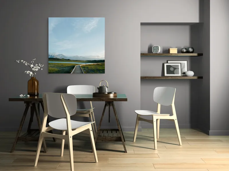 Tablou Canvas Peisaj Alpin Verde cu Munți și Natură, 100 x 100 cm – poza 6