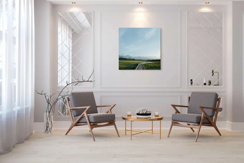 Tablou Canvas Peisaj Alpin Verde cu Munți și Natură, 100 x 100 cm – poza 7