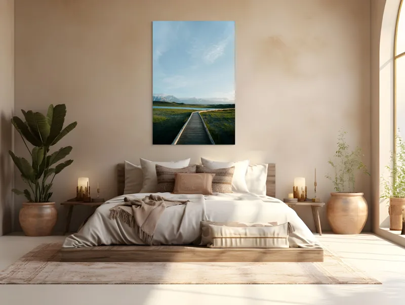 Tablou Canvas Peisaj Alpin Verde cu Munți și Natură, 100 x 150 cm – poza 3