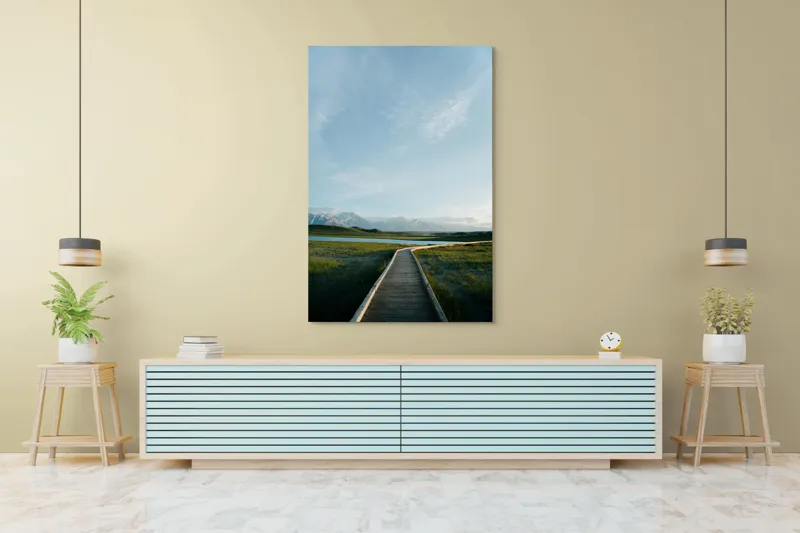 Tablou Canvas Peisaj Alpin Verde cu Munți și Natură, 100 x 150 cm – poza 4