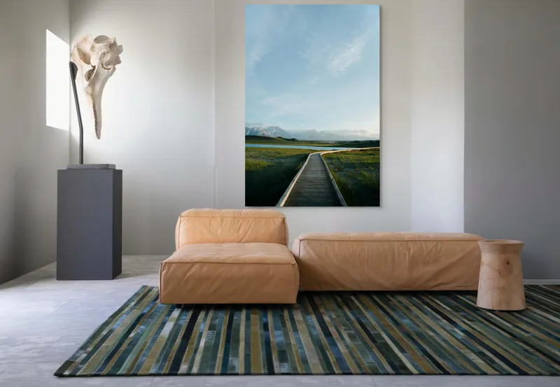 Tablou Canvas Peisaj Alpin Verde cu Munți și Natură, 100 x 150 cm – poza 7