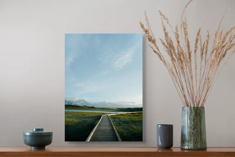 Tablou Canvas Peisaj Alpin Verde cu Munți și Natură, 39 x 54 cm – poza 3