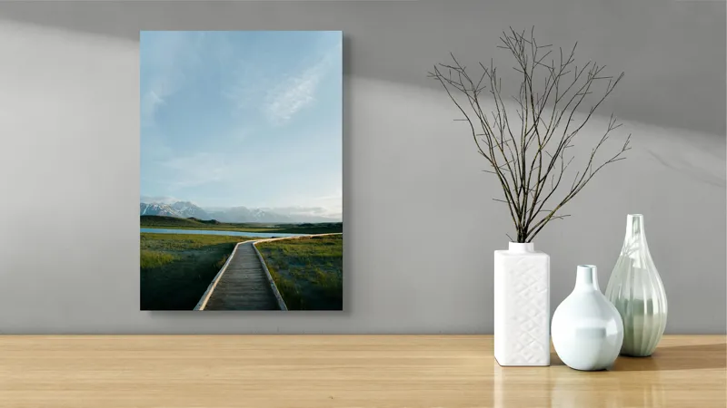 Tablou Canvas Peisaj Alpin Verde cu Munți și Natură, 39 x 54 cm – poza 4