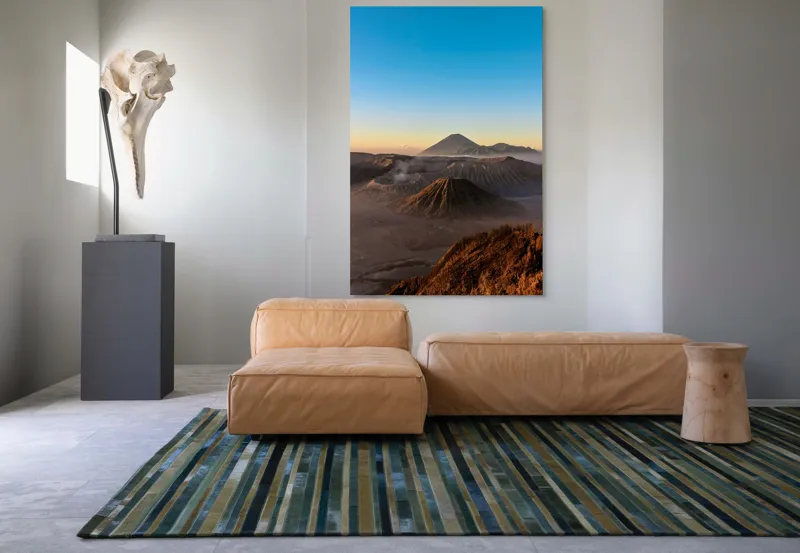 Tablou Canvas, "Muntele și soarele dimineții", Vulcan, Răsărit, Orizont, Munți, Nori, Culoare, Lumină, Natură, 100 x 150 cm – poza 7
