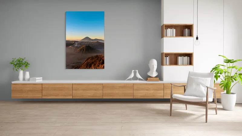 Tablou Canvas, "Muntele și soarele dimineții", Vulcan, Răsărit, Orizont, Munți, Nori, Culoare, Lumină, Natură, 100 x 150 cm – poza 8