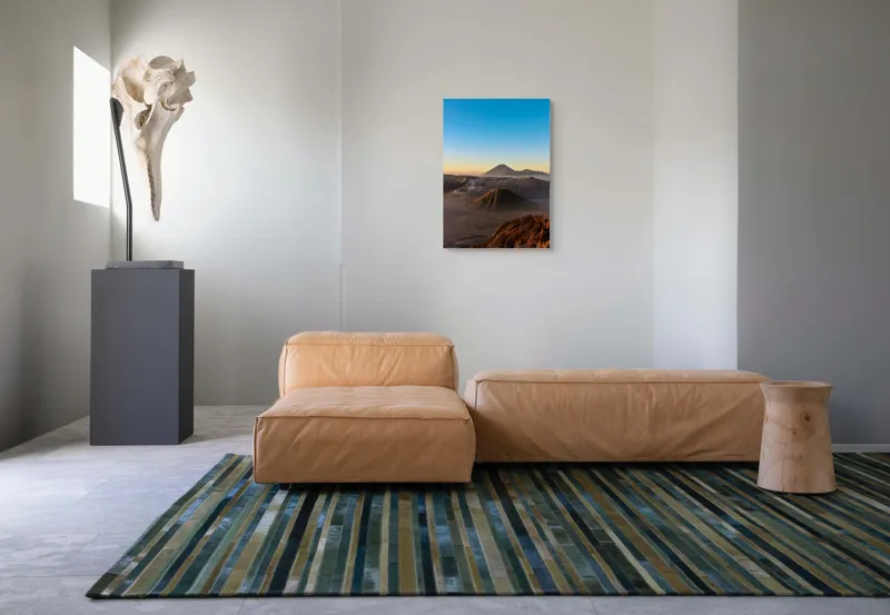 Tablou Canvas, "Muntele și soarele dimineții", Vulcan, Răsărit, Orizont, Munți, Nori, Culoare, Lumină, Natură, 50 x 70 cm – poza 7