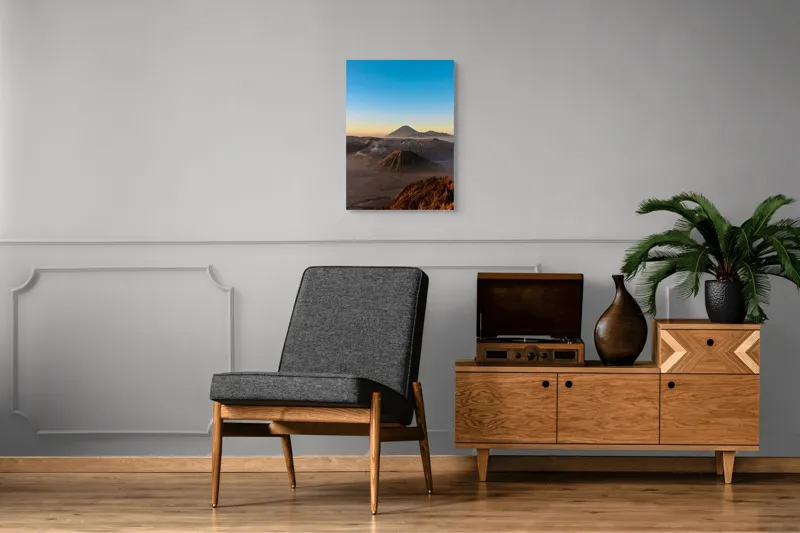 Tablou Canvas, "Muntele și soarele dimineții", Vulcan, Răsărit, Orizont, Munți, Nori, Culoare, Lumină, Natură, 50 x 70 cm – poza 8