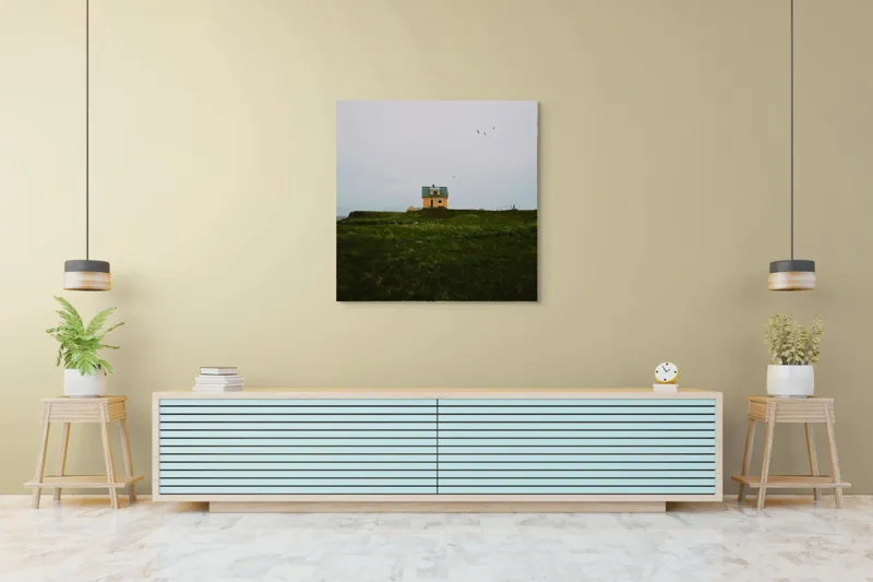 Tablou Canvas, "Căsuța singuratică pe câmp vast", 100 x 100 cm – poza 5