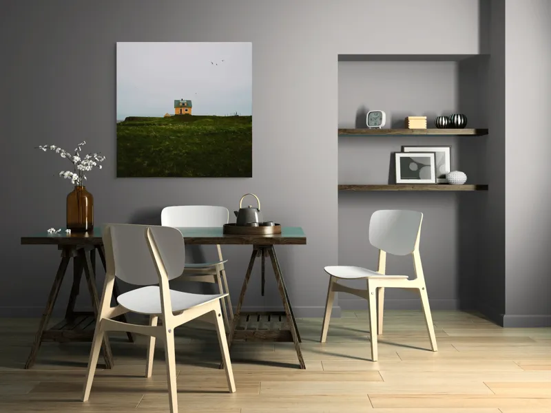 Tablou Canvas, "Căsuța singuratică pe câmp vast", 100 x 100 cm – poza 6