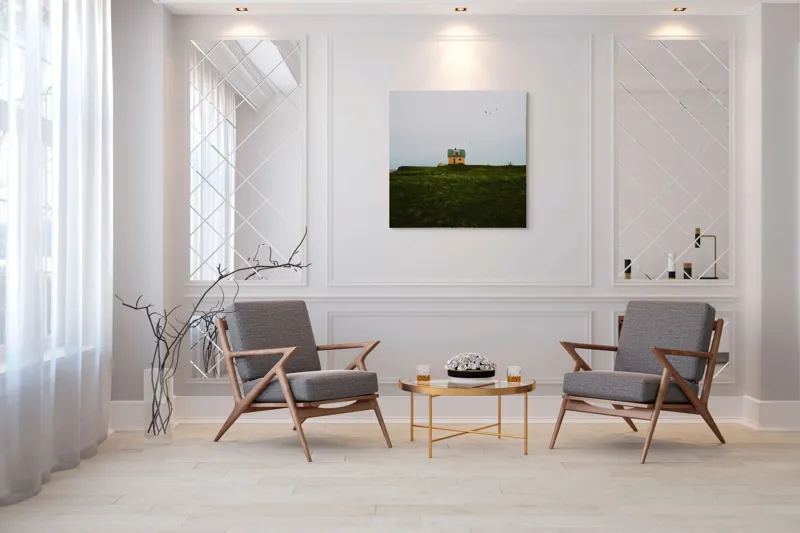 Tablou Canvas, "Căsuța singuratică pe câmp vast", 100 x 100 cm – poza 7