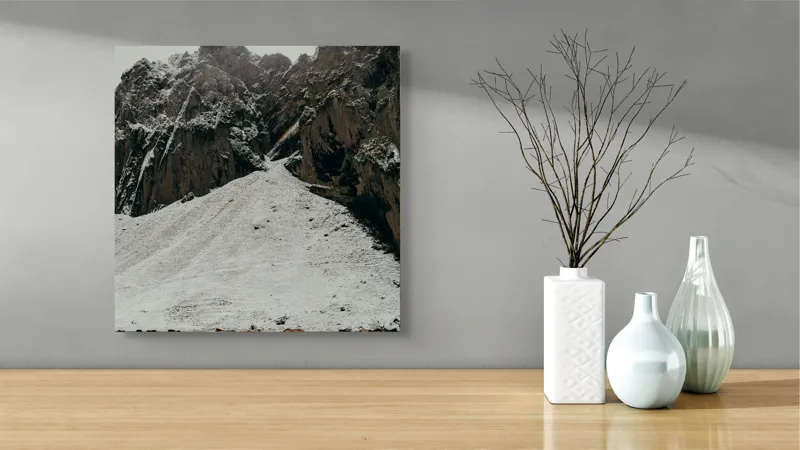 Tablou Canvas Peisaj Montan Înzăpezit Artă Naturală, 50 x 50 cm – poza 3