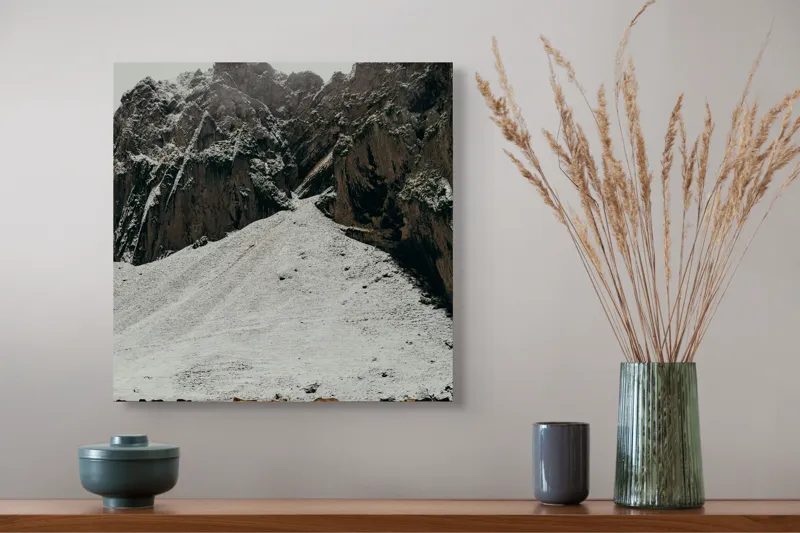 Tablou Canvas Peisaj Montan Înzăpezit Artă Naturală, 50 x 50 cm – poza 4