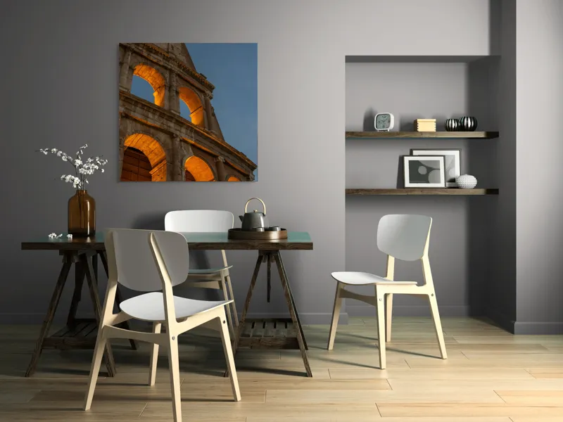 Tablou Canvas, "Colosseumul la asfințit paznic al timpului", Colosseum, Iluminare, Arcuri, Istorie, Arhitectură, Rome, Italia, Monument, Noapte, Renascentist, 100 x 100 cm – poza 6