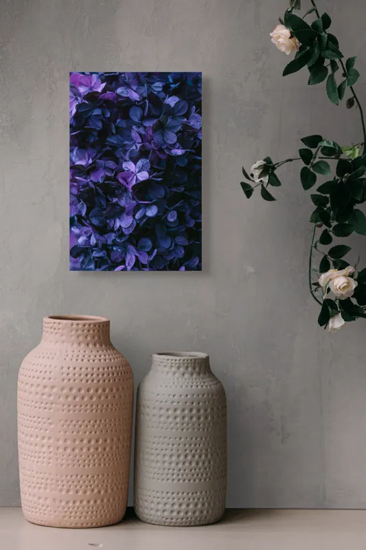 Tablou Canvas, "Frumusețea misterului floral nocturn", Frunziș, Violet, Mister, Textură, Abundență, Umbre, Înflorire, Contrast, 26 x 39 cm – poza 6