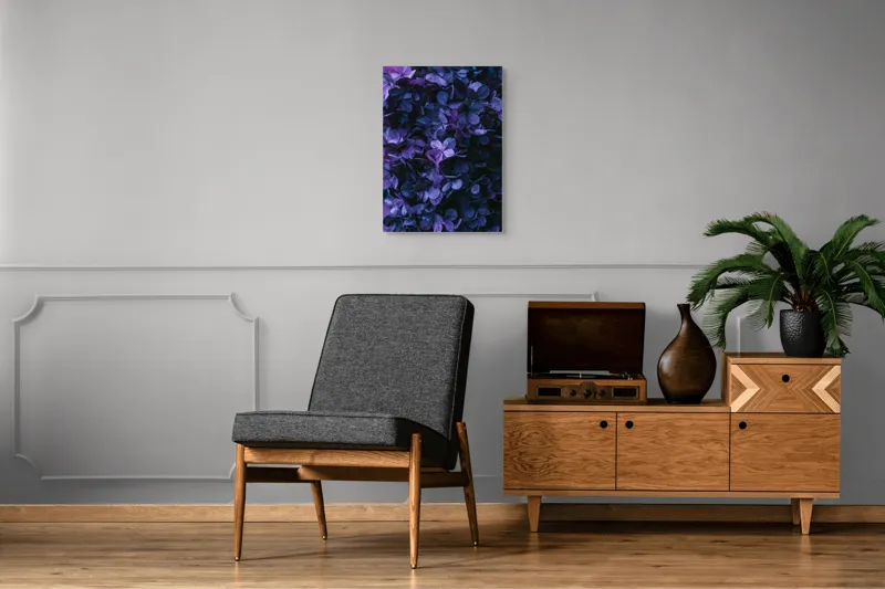 Tablou Canvas, "Frumusețea misterului floral nocturn", Frunziș, Violet, Mister, Textură, Abundență, Umbre, Înflorire, Contrast, 50 x 70 cm – poza 8