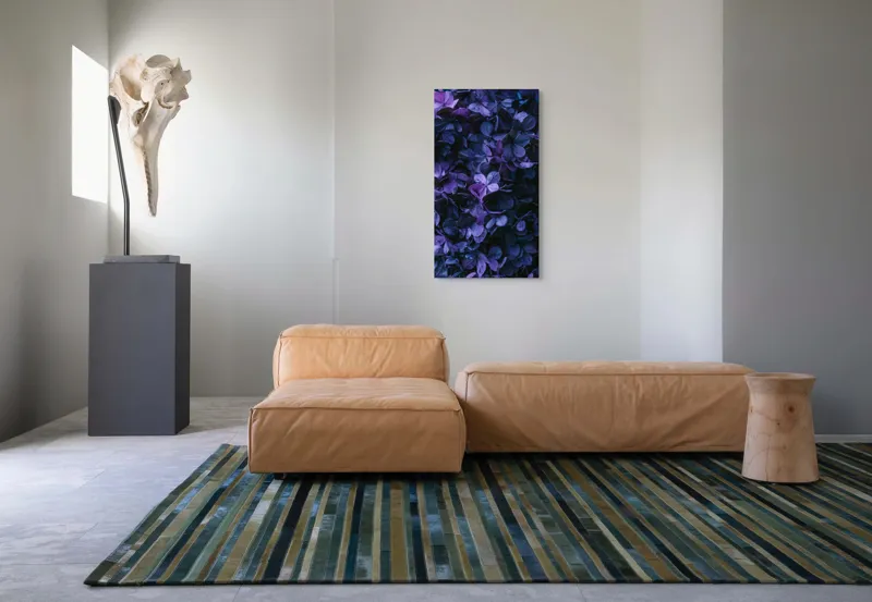 Tablou Canvas, "Frumusețea misterului floral nocturn", Frunziș, Violet, Mister, Textură, Abundență, Umbre, Înflorire, Contrast, 50 x 90 cm – poza 4