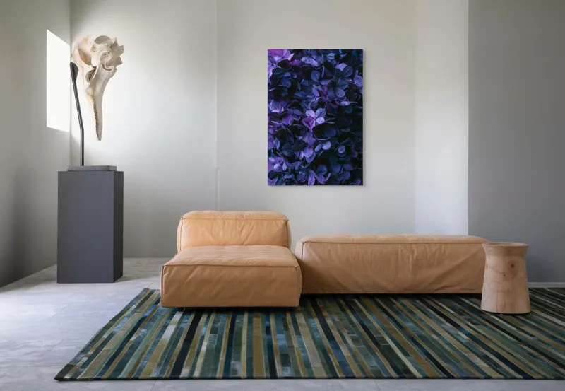 Tablou Canvas, "Frumusețea misterului floral nocturn", Frunziș, Violet, Mister, Textură, Abundență, Umbre, Înflorire, Contrast, 70 x 100 cm – poza 7