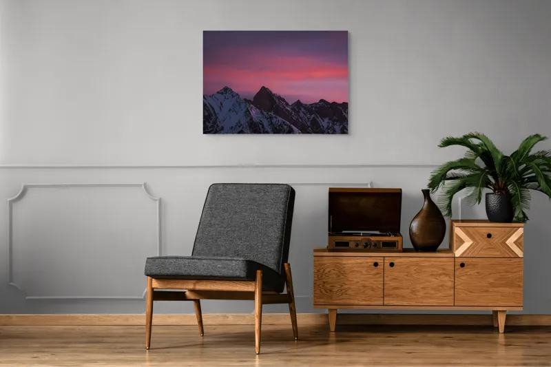 Tablou Canvas, "Splendoarea zăpezilor sub cer roz", 100 x 70 cm – poza 8