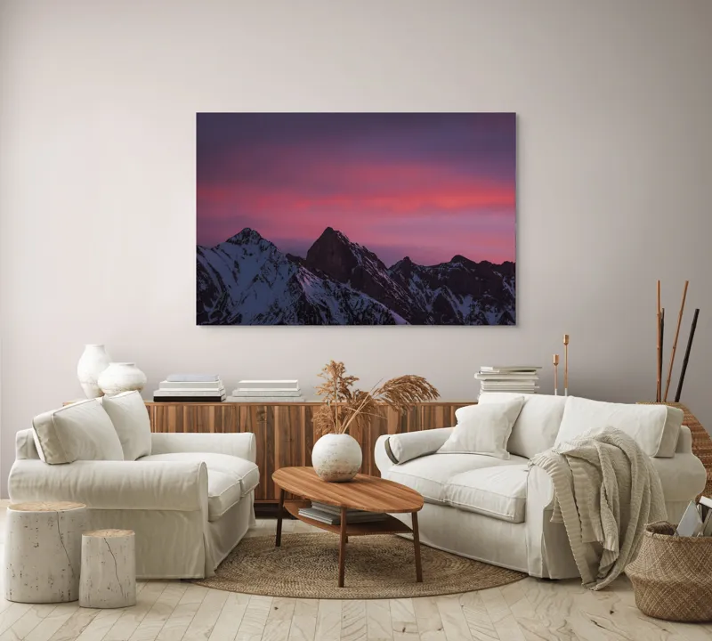 Tablou Canvas, "Splendoarea zăpezilor sub cer roz", 150 x 100 cm – poza 3