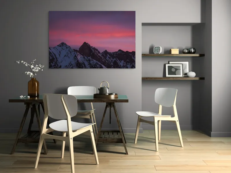 Tablou Canvas, "Splendoarea zăpezilor sub cer roz", 150 x 100 cm – poza 5