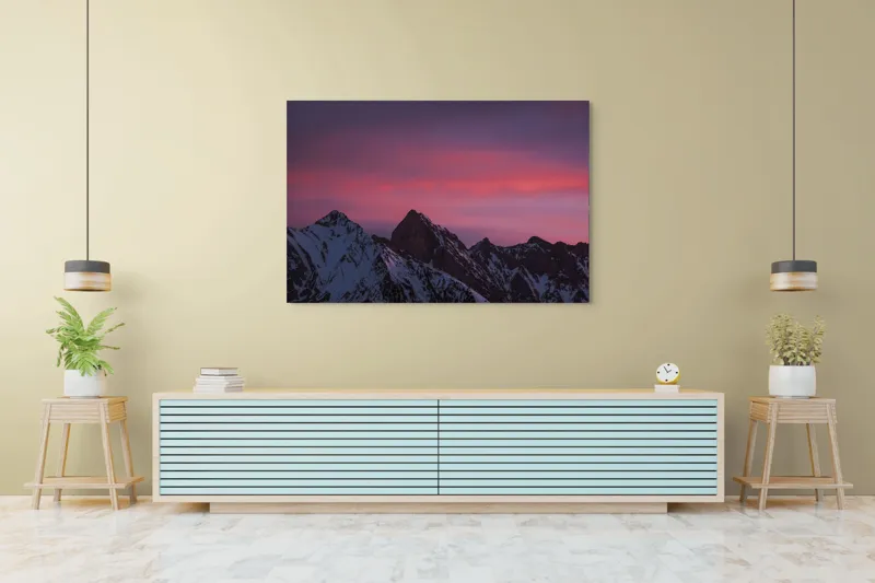 Tablou Canvas, "Splendoarea zăpezilor sub cer roz", 150 x 100 cm – poza 6