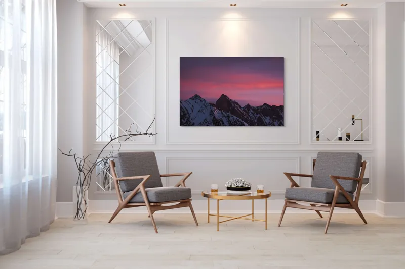 Tablou Canvas, "Splendoarea zăpezilor sub cer roz", 150 x 100 cm – poza 7