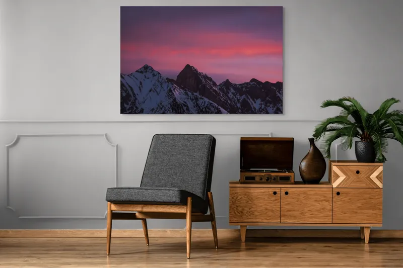 Tablou Canvas, "Splendoarea zăpezilor sub cer roz", 150 x 100 cm – poza 8