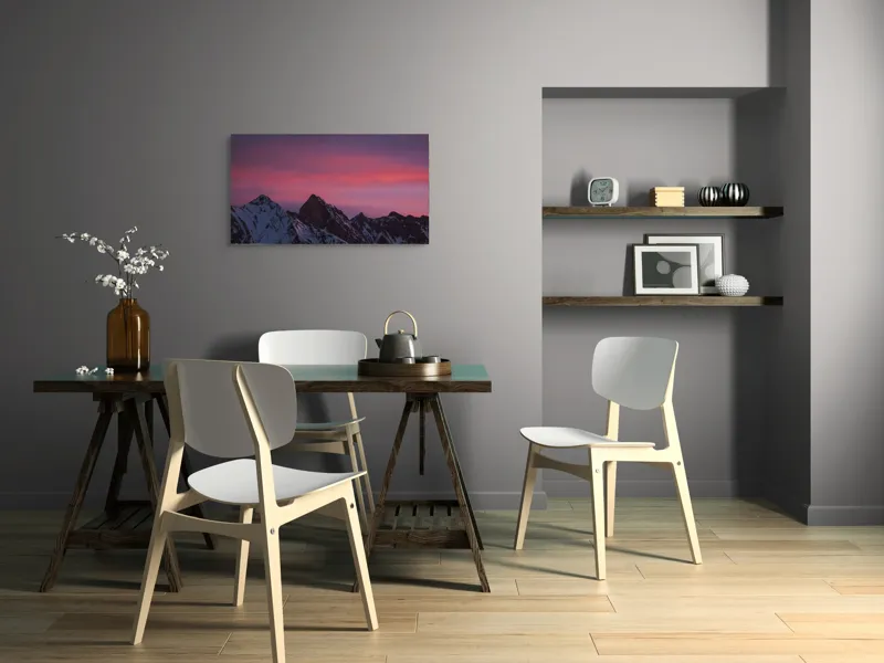 Tablou Canvas, "Splendoarea zăpezilor sub cer roz", 90 x 50 cm – poza 3