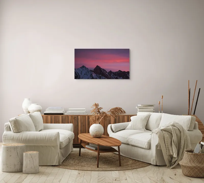 Tablou Canvas, "Splendoarea zăpezilor sub cer roz", 90 x 50 cm – poza 4