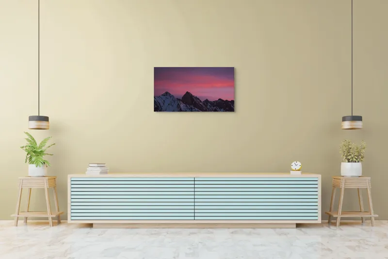 Tablou Canvas, "Splendoarea zăpezilor sub cer roz", 90 x 50 cm – poza 5