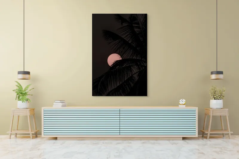 Tablou Canvas, "Luna mângâiată de frunze în noapte", 100 x 150 cm – poza 4